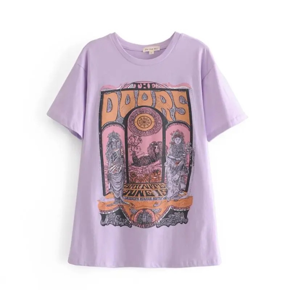 Last 1! band Purple Tee Shirt Top Doors Short Sleeve - Picture 3 of 4